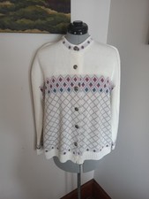 Vintage Patterned Sweater, Grandma Jantzen Style Cardigan Size M/L