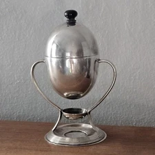 Antico piatto in argento stile Art Deco Henry Edward Sermon, Toquay Egg Coddler