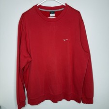 Vintage 90s Nike Crewneck Sweatshirt 2XL USA Made Y2K Red Pullover Cotton