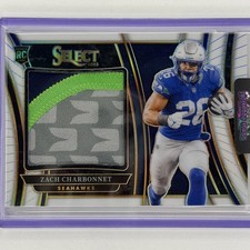 2023 Select White Prizm /75 Jumbo Rookie Patch Zach Charbonnet #SWA-ZCH Seahawks