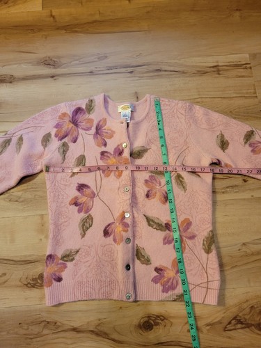Vintage Talbots Pink Floral Angora Lambswool Button Up Cardigan Women Size Small - 第 5/5 張圖片