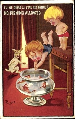 Künstler Ak Right, Kinder, Tu me diras si l'eau est bonne - 4615122