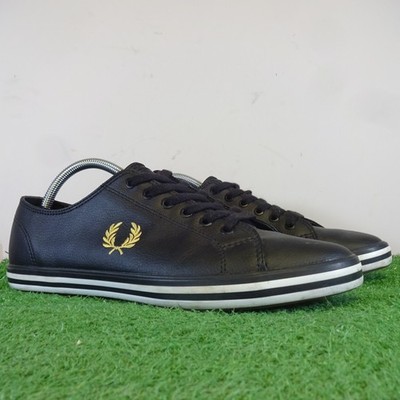 Fred Perry Turnschuhe Größe 7 Herren Schwarz Leder Kingston Niedrig Laufschuhe