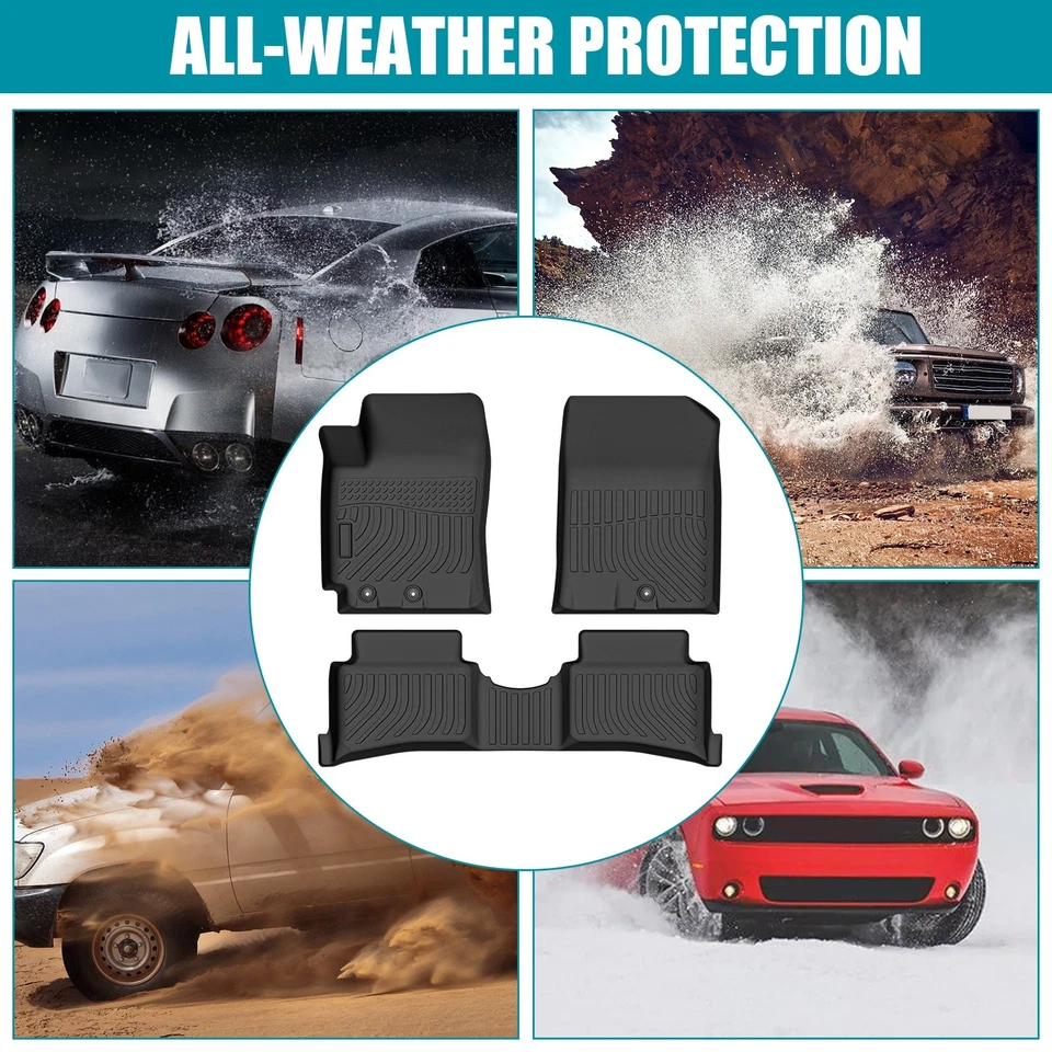 3PCS All Weather TPE Rubber 3D Floor Mats Liners Carpets For 2018-2023 Kia Rio Foto 2 de 4