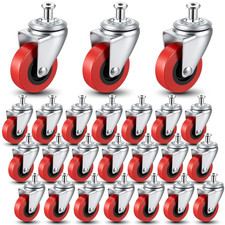 24 Pack 2 Inch Low Profile Swivel Caster Wheels Threaded 360 Replacement Rubbe