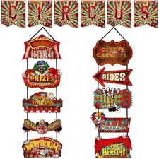 21 Pcs Circus Party Decorations, Creepy Carnival Clown Banner Signs