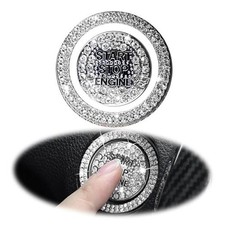 Car One-Button Start Button Cover, 1.1In Metal Round Vehicle Engine 2 PCS White