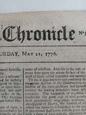 Original 1776 British Newspaper - American Revolutionary War - Colonies