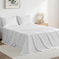 Sheet Set Size 4pcs Cotton Pure White Easy-Fit 16 Inch Deep Queen Bright White