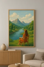 Serene Woman - Mountain River Digital Image Picture Photo Pic Wallpaper