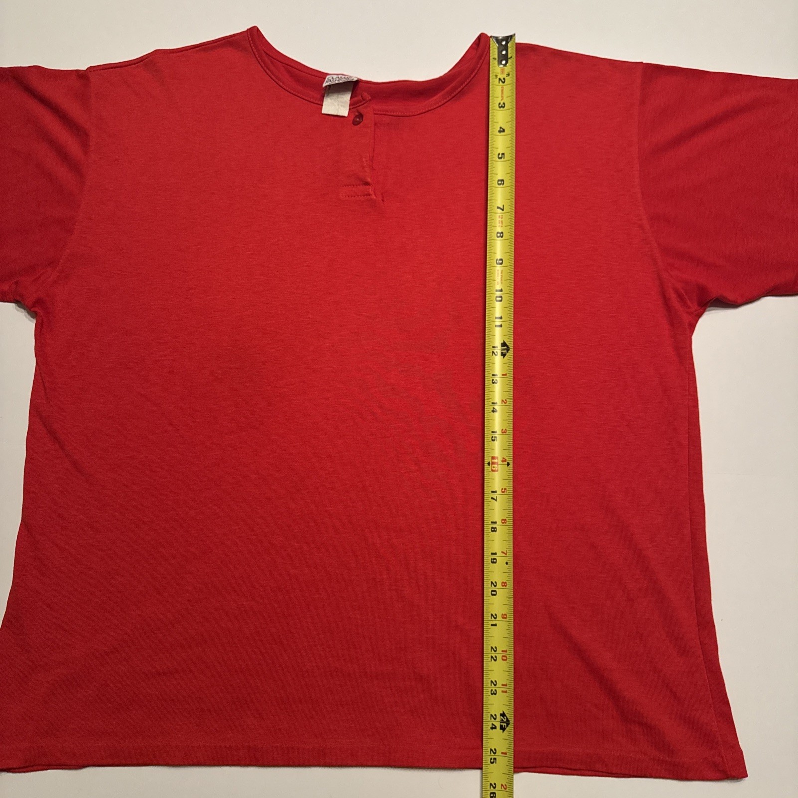Classic Fashions Red Henley Top Short Sleeve Vintage Made in USA Womens XL image 5
