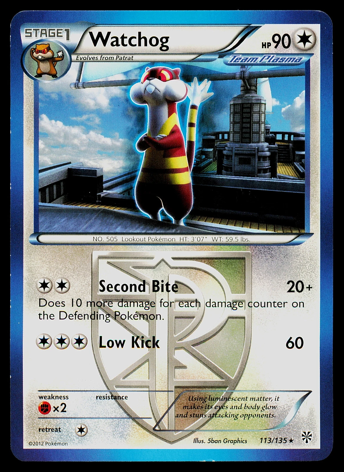 Pokemon Plasma Storm 113/135 Watchog (Team Plasma) LP