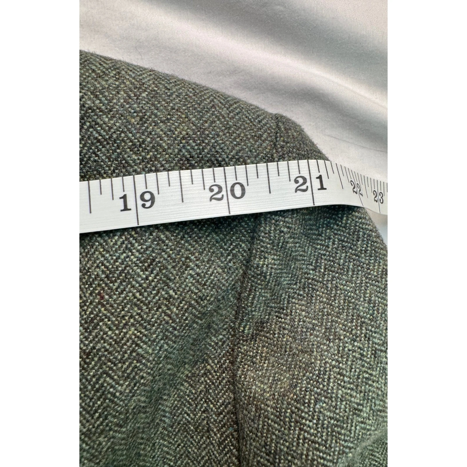 JF J Ferrar Mens Green Herringbone Wool Blend Topcoat Overcoat XXL NEW - product detail image 10