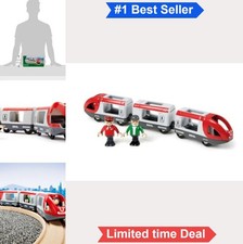 Wooden Train Set 5 Piece Travel Toy for Toddlers Railway Engineer Passenger