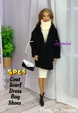 5PCS For Fashion Royalty Integrity Poppy Parker NuFace Dolls Coat Shoes Bag 1/6