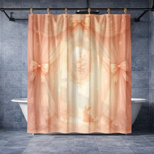 Pink Bow Heart Design Shower Curtain Cute Kids Bathroom Decor 72x72 Inch