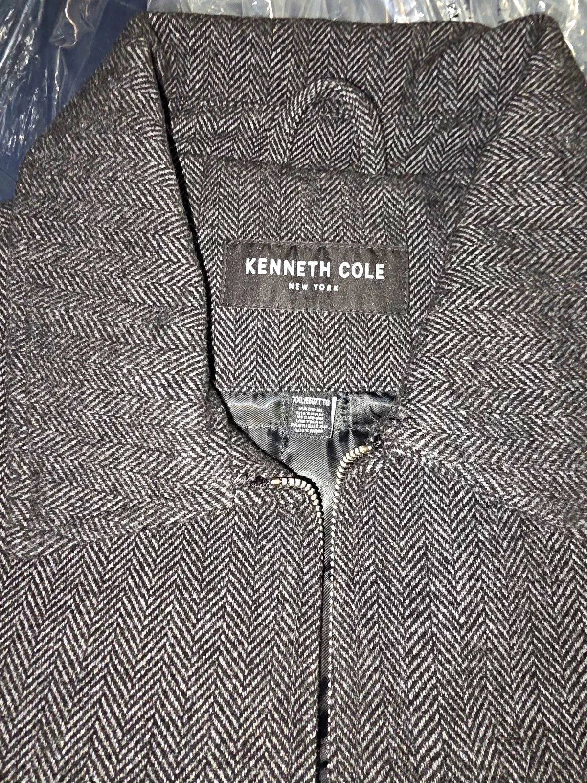 Kenneth Cole NY Men's Gray Herringbone Full Zip Jacket w/ Pockets 2XL image 1