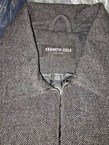 Kenneth Cole NY Men's Gray Herringbone Full Zip Jacket w/ Pockets 2XL - product listing photo
