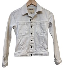 L'AGENCE Denim Jacket XS White Distressed XS Cotton Blend Made in USA