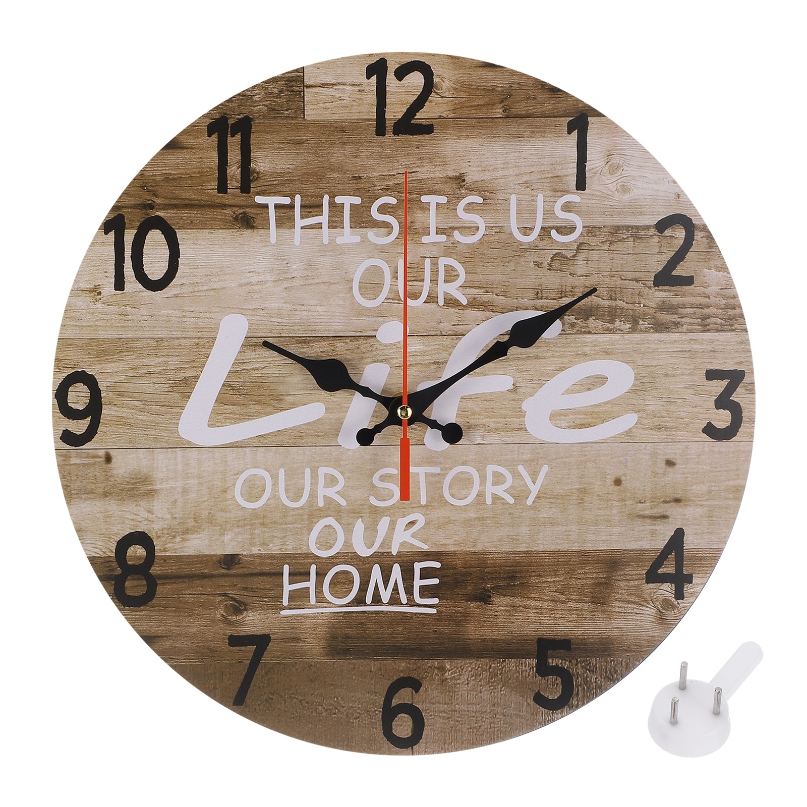 12" Wooden Numerals Family Time Vintage Wall Clock