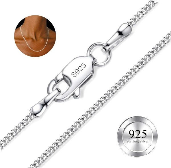 Halskette 925 Sterling Silber 1Mm-2Mm Robuste Kette 16-22 Zoll Damen Geschenk-image