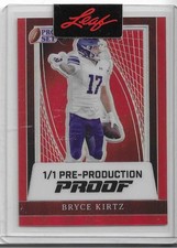 Bryce Kirtz Leaf Pro Set Football 1/1 Pre Production Proof