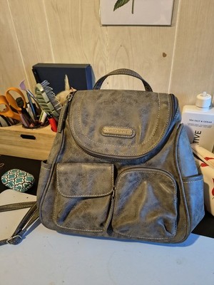 Rosetti Gray Backpack Women's Bag w/ Zipper Stitching Zip Closure Pockets