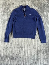 Vineyard Vines Sweater Boys Blue 100 Cotton Long Sleeve 1/4 Zip Mock Neck