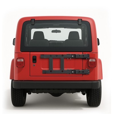 Hooke Road Tailgate Reinforcement Kit For 1997-2006 Jeep Wrangler TJ - Door Hinge, Black Steel 7 thumbnail image