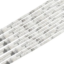 80Pcs Tube Beads, 4x2mm Cylinder Natural Stone Beads Loose Semi Gemstone, White