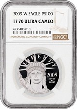 2009 W $100 Proof Platinum American Eagle 1 oz. 9995 Fine NGC PF70 Ultra Cameo 2165.52 per troy oz