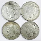 *LOT OF 4 SILVER PEACE DOLLARS* NR #C1756