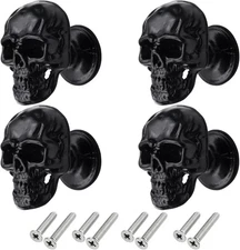 4 Pack Skull Skeleton Cabinets Knobs, Single Hole Pull Handle for Drawer Wardrob