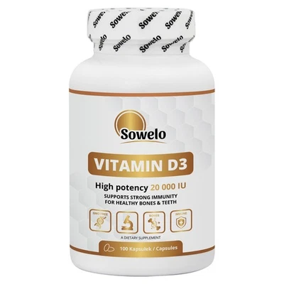 SOWELO Vitamin D3 20.000 IE softgels– Hochdosiert | Unterstützung des Immunsystems