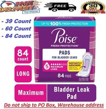Poise Incontinence Pads for Women, 5 Drop Maximum Absorbency, Long Length