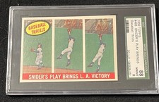 1959 Topps #468 Snider's Play Brings L.A. Victory BaseBall Thrills SGC 88 8