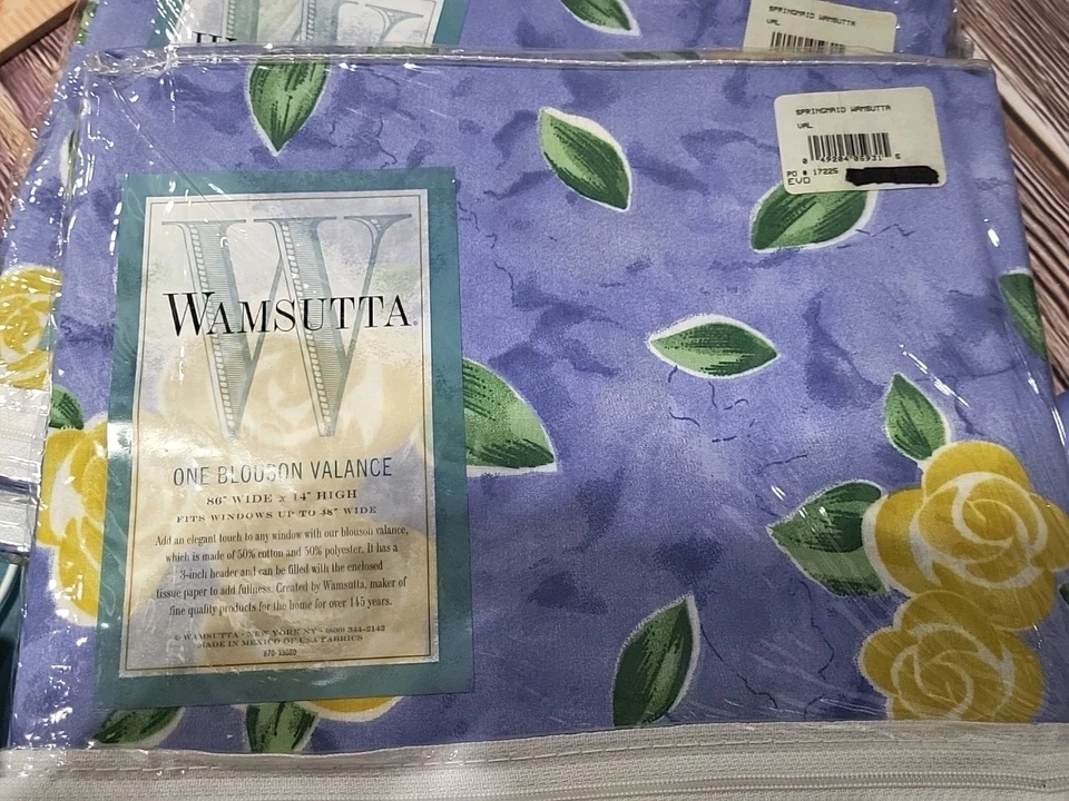 2 cenefas blusa WAMSUTTA para ventana de 48" azul amarillo 86x14 Cottagecore #2 Foto 3 de 4