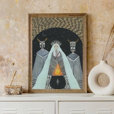 Three Witches Poster Print, Gothic Wall Art Decor
