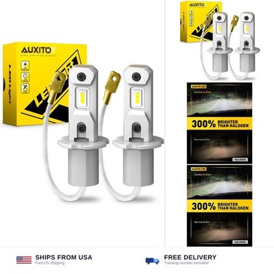 AUXITO H3 LED Fog Light Bulbs 6500K White, 300% Brighter CSP Chips, 1:1 Mini ...