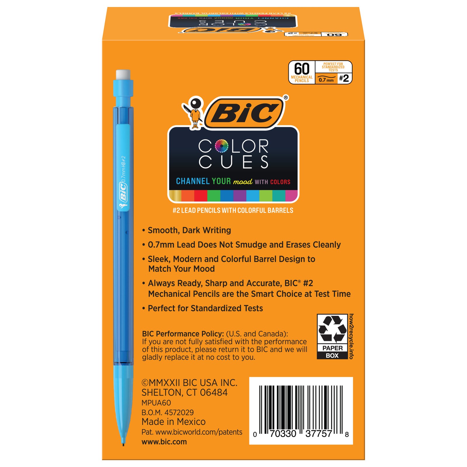 BIC Color Cues Mechanical Pencil Set, 60-Count Pack, Assorted Colors, School