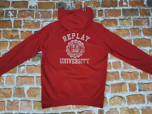 Replay, Replay Red 1981 University Vintage Knit Hoodie Pullover Sweater XL Top