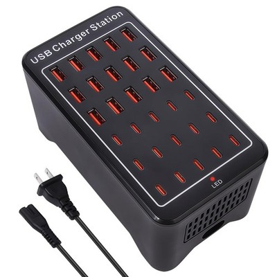 150W(30A) USB Charging Station, 30-Port USB C Charger Block, Multiple Desktop...