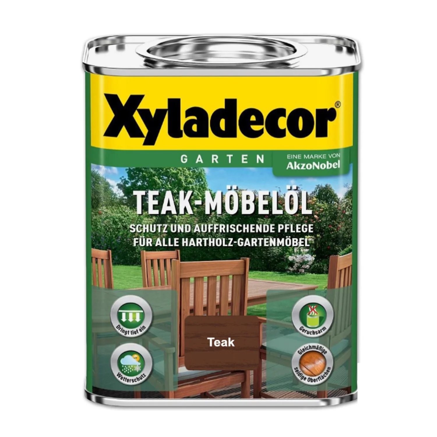 Xyladecor Teak-Möbelöl 0,75 l Teak Außen Hartholz Pflegeöl Restaurieren Garten