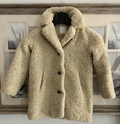 Mädchen Alter 7 Jahre NEXT hellcreme Borg Jacke Mantel Teddybär warm kuschelig UVP 38£