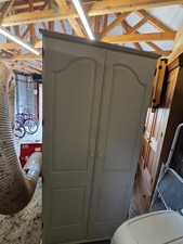 White painted wardrobe and  bedside cabinet, used pine