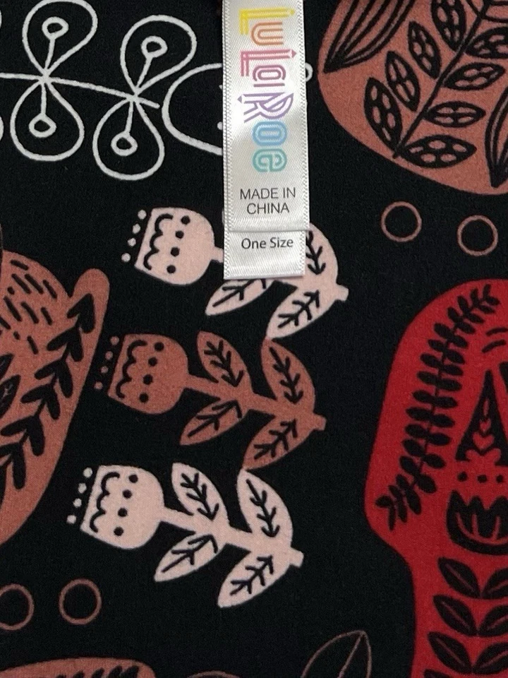 Leggings LuLaRoe OS Talla Única Difícil de Encontrar Animal NEGRO ROJO Tribal Conejo BÚHO ALCE Bosque Foto 4 de 4