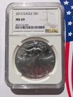 2013 American Silver Eagle, NGC Graded MS69, 1 oz .999 Silver