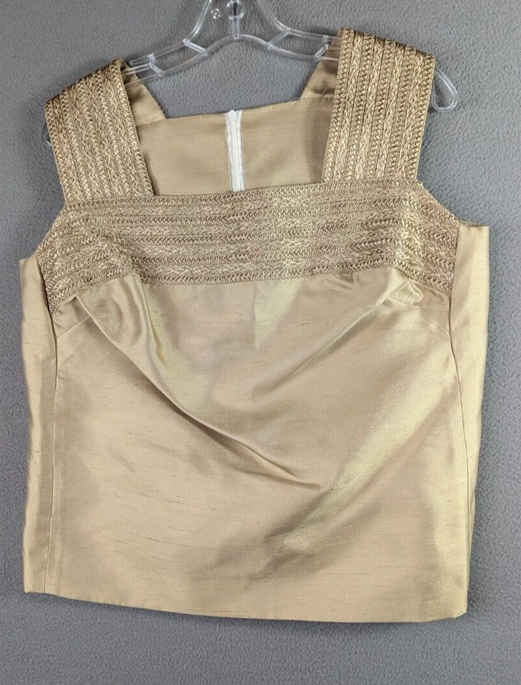 Conjunto de terno CARLISLE calça cropped blazer top seda vintage dourado Y2K VEJA FOTOS 4 tamanhos - Imagem 4 de 4