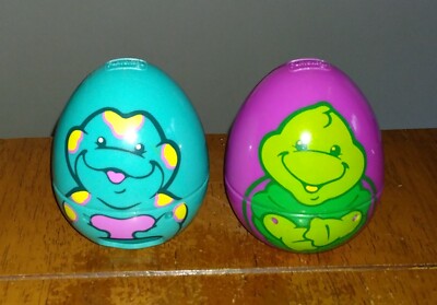 2 Vintage 1997 Hasbro Playskool Eggs Purple Turtle Blue Frog