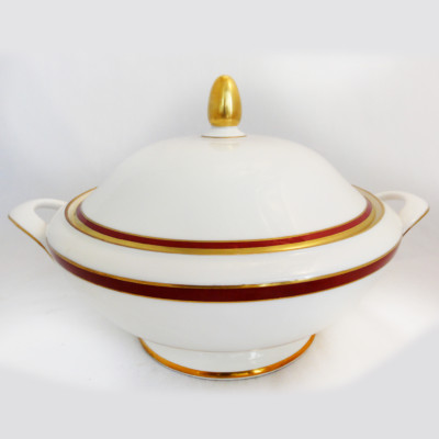 MINTON SATURN RED Covered Vegetable Bowl 11'' NEW NEVER USED made in England 